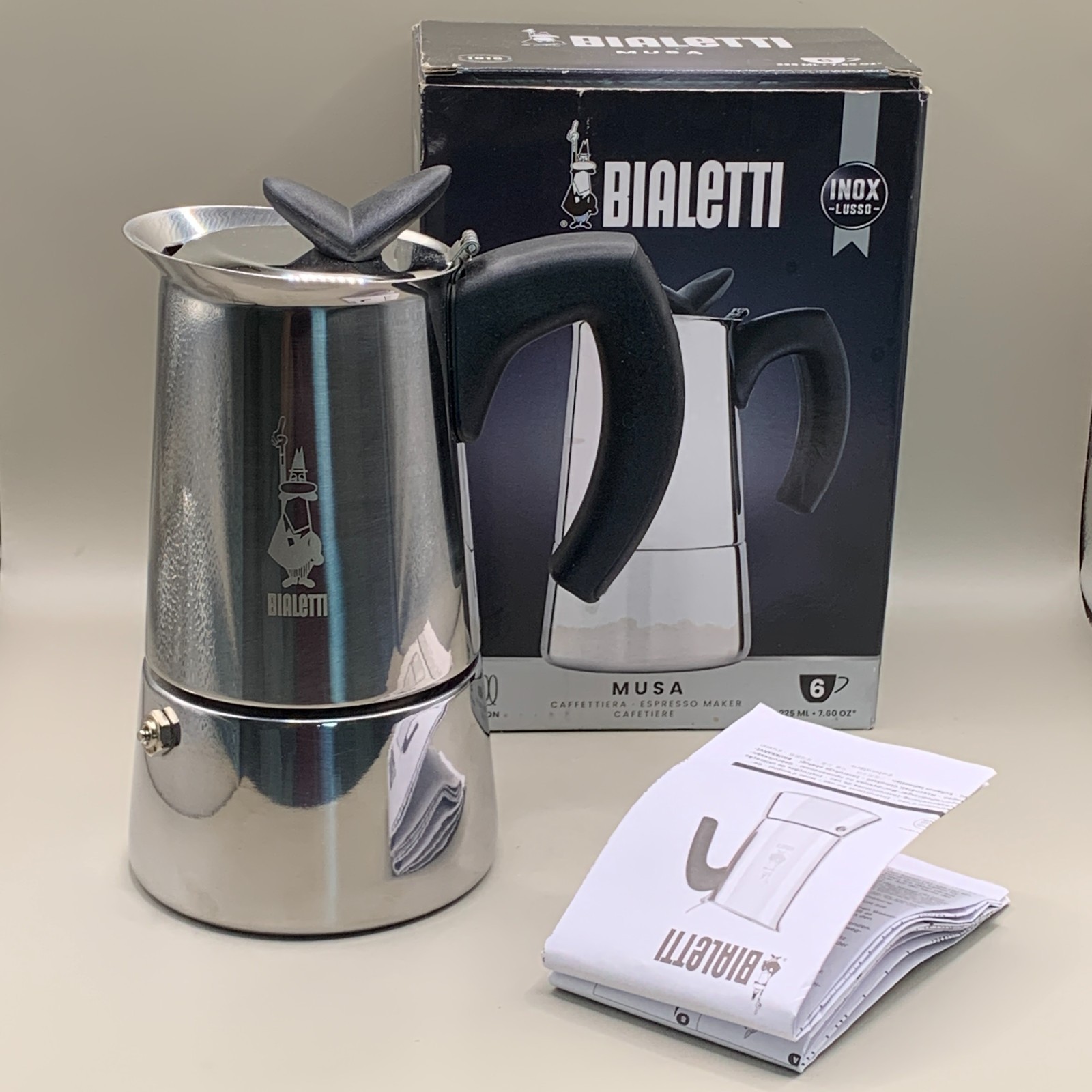 Musa De Inducción, Cafetera Italiana Para Espressos De Acero Inoxidable, Adecuado Para Todo Tipo De Placas, 6 Tazas De Café (270 Ml), Plateada En Oferta Bialetti Musa 6 Tazas Cafetera Espresso De Inducción De Acero Inoxidable En Caja Nueva Otra