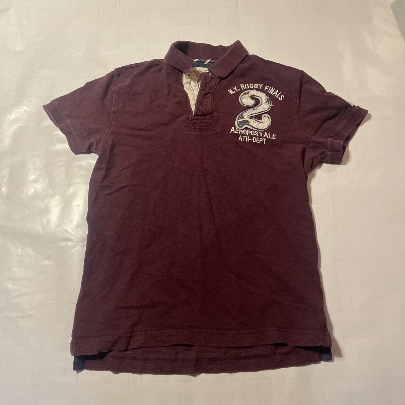 Aeropostale Rugby Polo Shirt Mens L Y2K Streetwear #2 N.Y. Rugby Finals Ath-Dept
