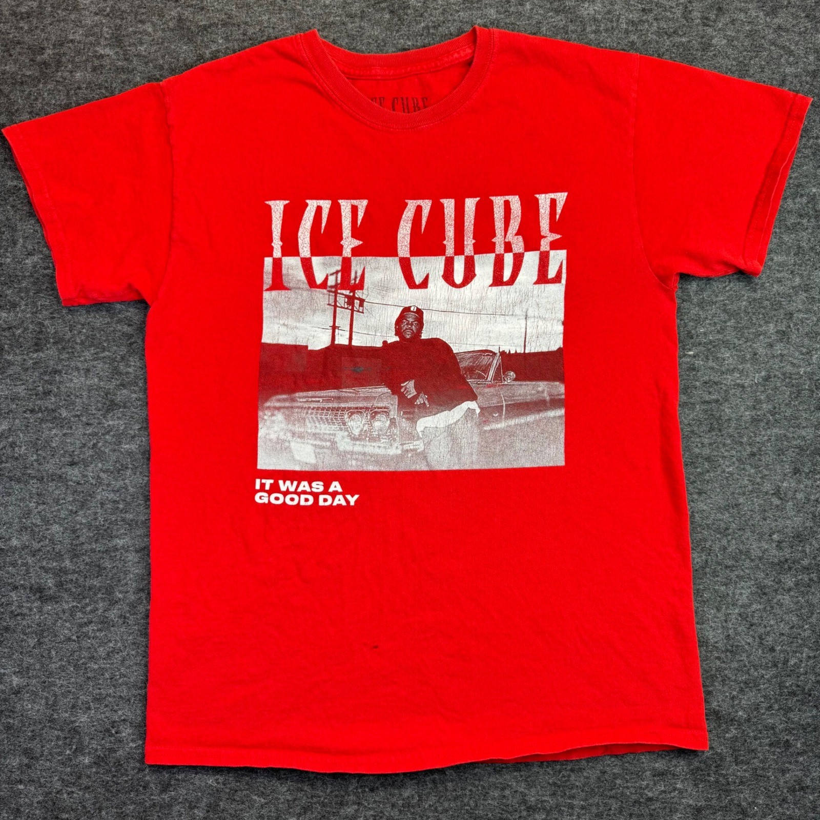 Ice Cube T-Shirt Mens Medium Red It Was A Good Day Graphic Rap Tee