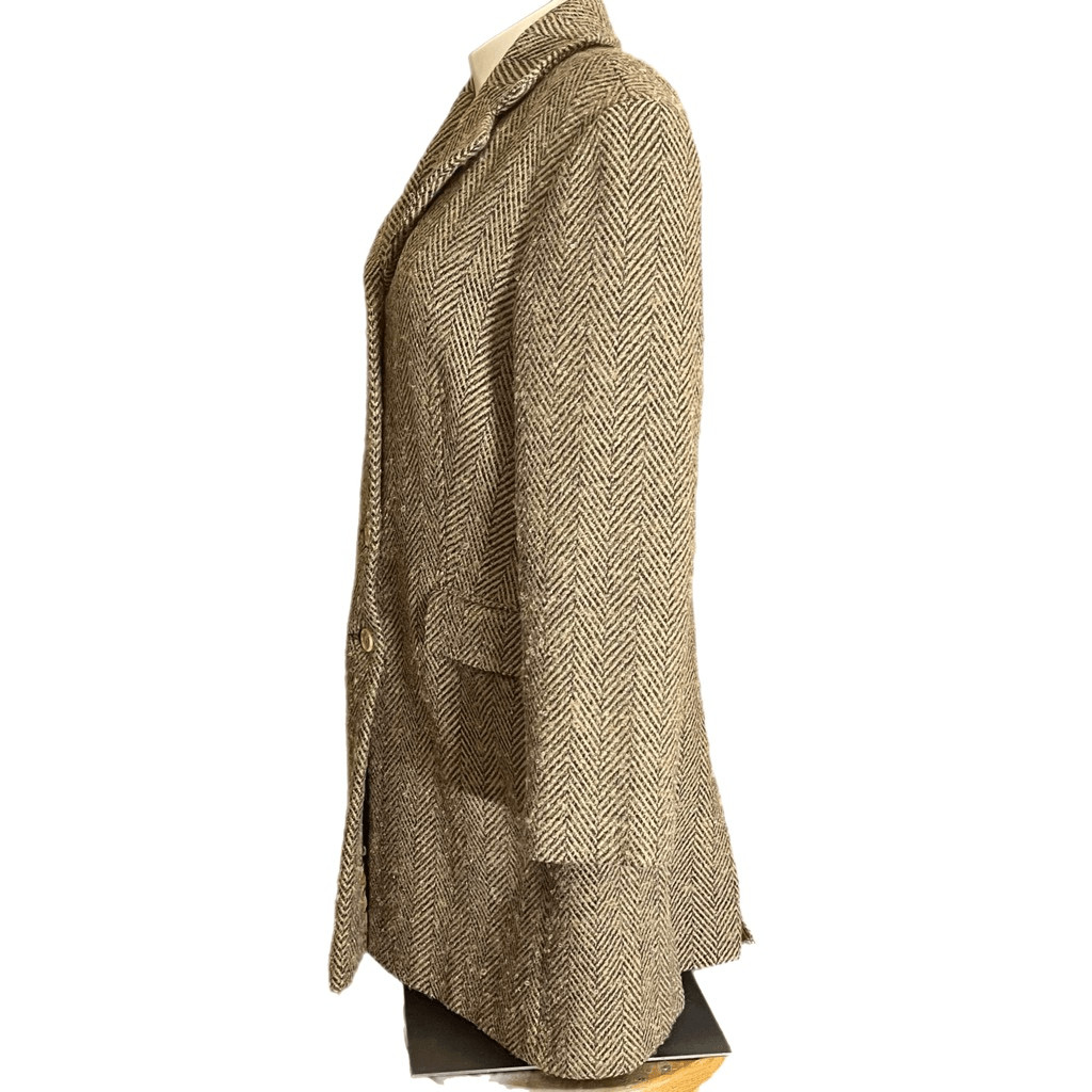 Pendleton Herringbone Tan Button Up Lined Wool Co… - image 3