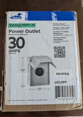 Midwest 30A, 120V RV Load Center Power Outlet Lockable, U013PP Outdoor NEMA 3
