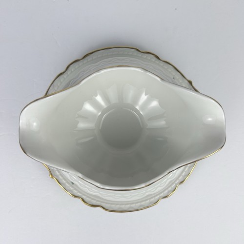 Princess House Sweet Briar Gravy Boat w/ Attached Underplate Pink Roses Gold - Picture 5 of 9
