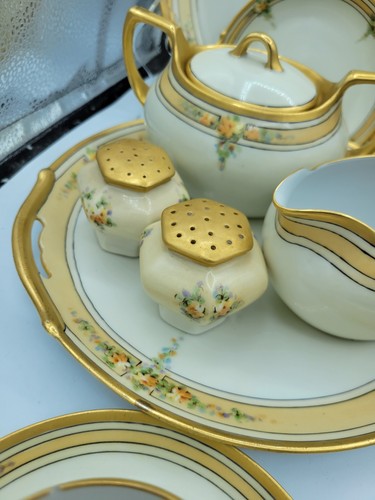 26 Pc Antique J&C Rosenthal China Handpainted Dessert Set Gold Floral Wreaths - Picture 5 of 13