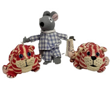 2 X Bagpuss & Charlie Mouse Vintage Soft Toy Plush Golden Bear *No Sound Bundle 