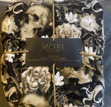 Rachel Rachel Roy Skull Floral Plush Blanket 90x90 Full Queen Gothic Halloween