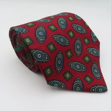 Tommy Hilfiger Tie Silk Red Green Blue 4" Wide 57" Long Two Toned