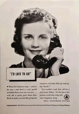 1940 Bell Telephone System Print Ad - Pretty Lady Invited "I'd Love To Go"