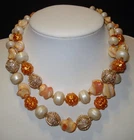 Vintage Hong Kong Plastic Silver Tone Bead Beaded Costume Jewelry Necklace