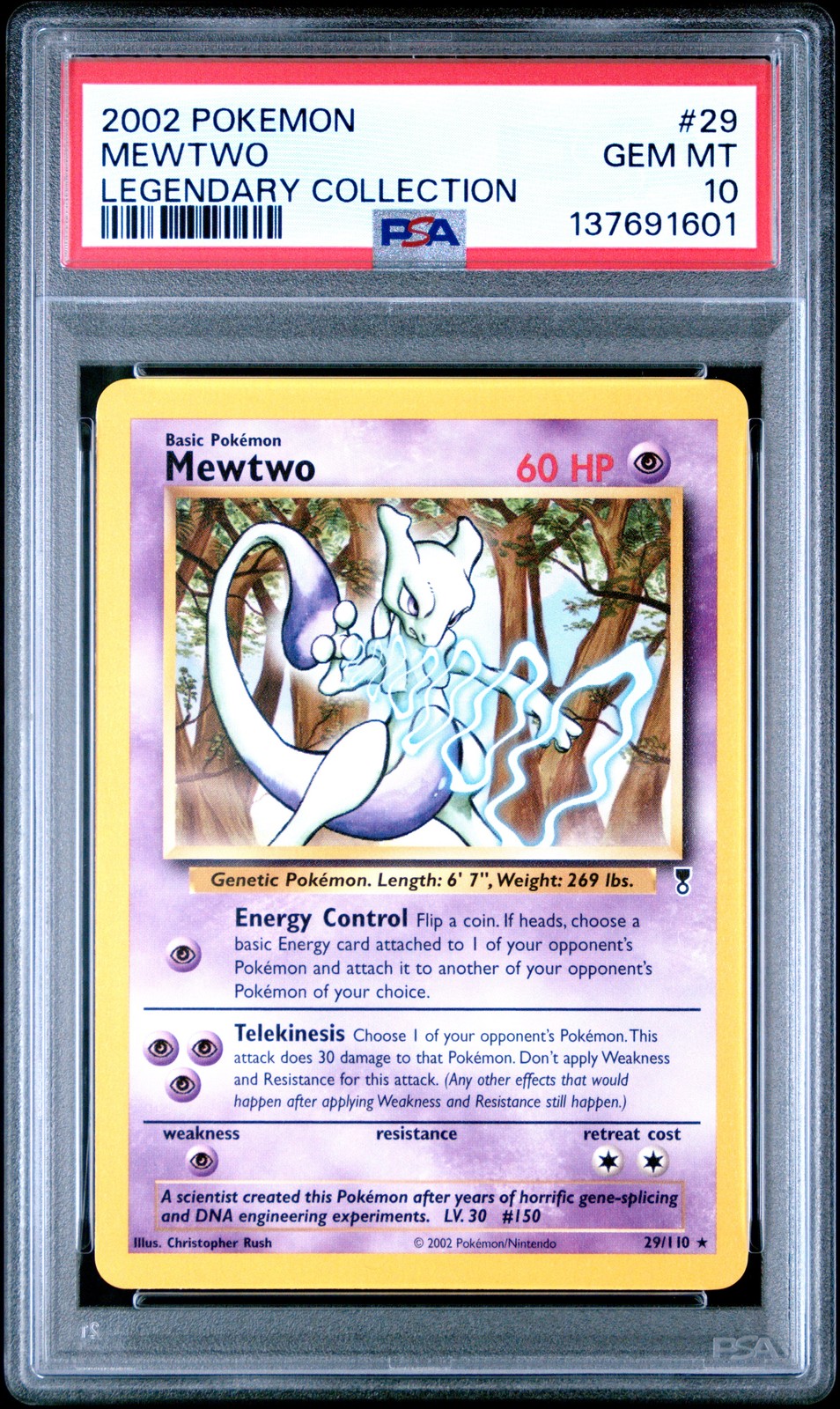 2002 POKEMON LEGENDARY COLLECTION #29 MEWTWO PSA 10