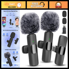 Wireless Lavalier Microphone for iPhone Android - Noise Reduction, Clear Sound
