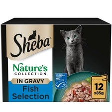 144 x85g Sheba Natures Collection Adult Wet Cat Food Pouches Mixed Fish in Gravy 5.69 per kilo