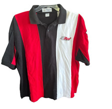 Vintage Men?s Catalina Bay Bud Racing Polo Shirt Striped Black Red White Size XL