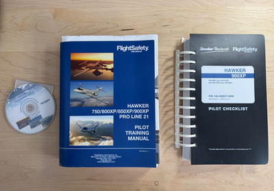 Flight Safety International Hawker 900XP Training manuals with Cockpit Poster