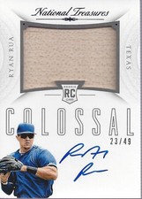 2015 National Treasures RC Colossal Material Sig Bat Purple Ryan Rua Auto /49 BB