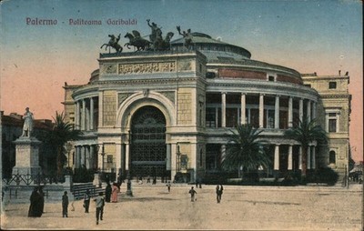 Palermo, Italy Politeama Garibaldi Original Vintage Postcard