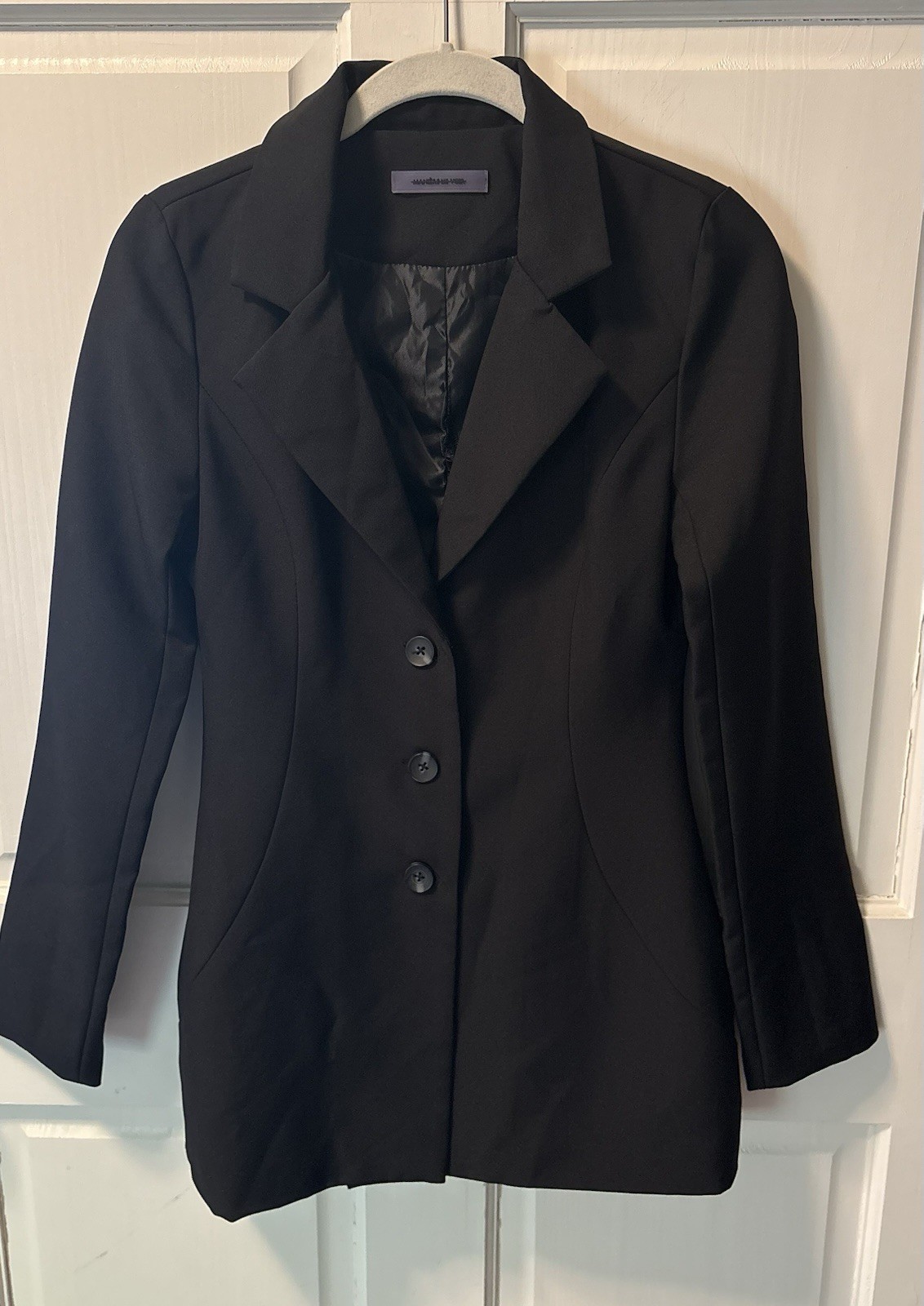 Maniere De Voir Black Classic Long Designer Work Women’s Blazer Jacket 2 Xs