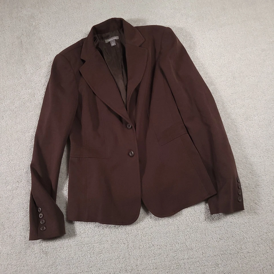 Apt. 9 双扣西装外套女式 4 棕色内衬弹力肩垫 — 第 2/4 张图片