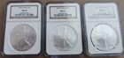 Lot/3 2007 American Silver Eagle NGC MS69 Brown Label