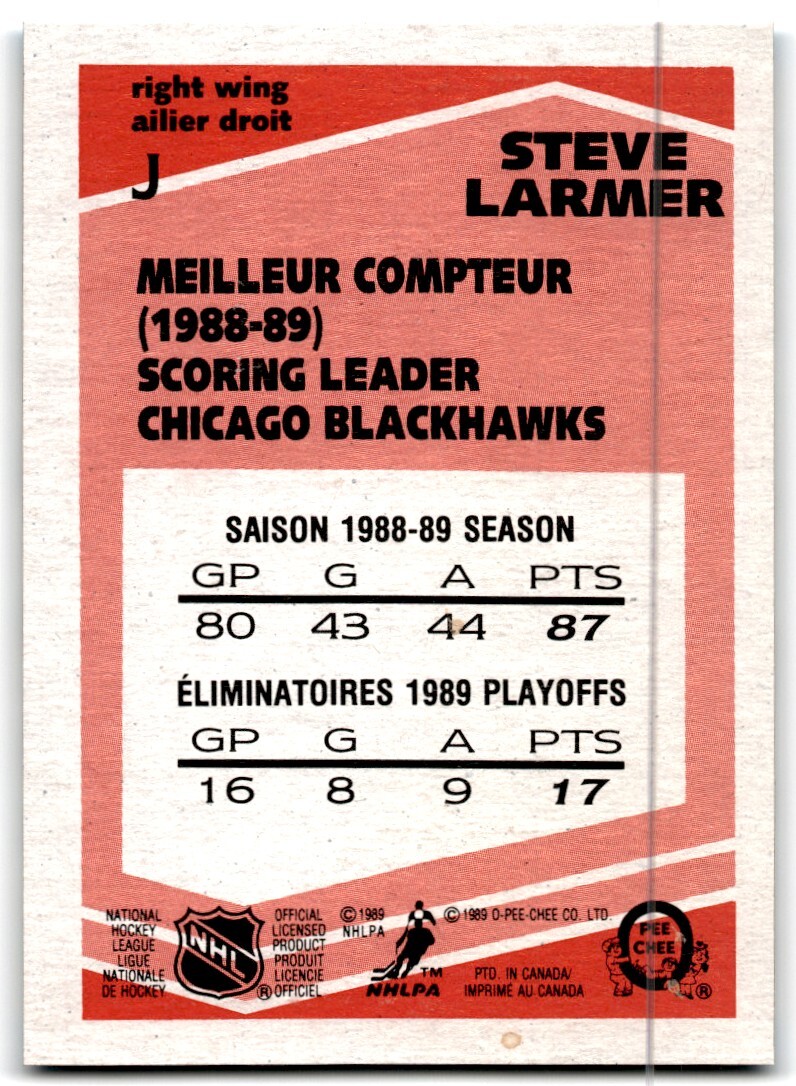 1989-90-o-pee-chee-steve-larmer-chicago-blackhawks-j-ebay
