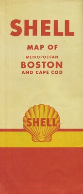 1949 SHELL OIL Road Map BOSTON CAPE COD Massachusetts Concord Cambridge Cohasset