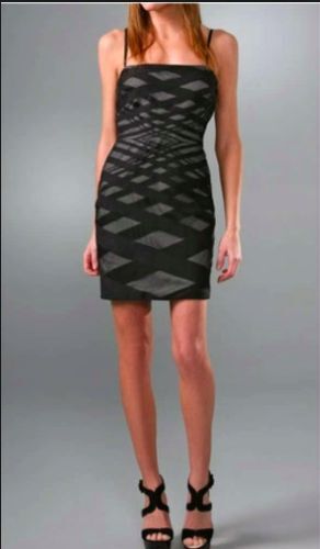 Neu mit Etikett Robert Rodriguez USA Größe 6 BodyCon schwarz + grau Kleid ärmellos $ 396 Einzelhandel - Bild 1 von 7