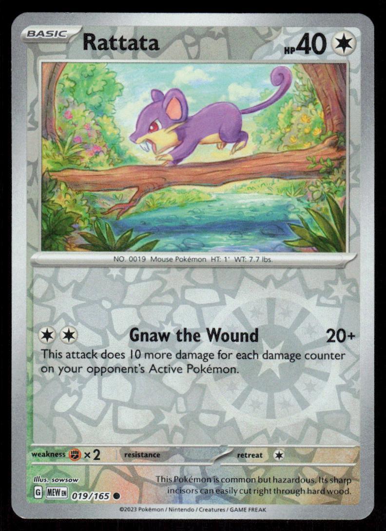 Rattata 019/165 Reverse Holo Pokemon Scarlet & Violet 151 NM