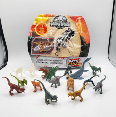 2017 Mattel Jurassic World Battle Damage 15 Pack Mini Dino