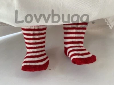 LOVVBUGG St. Lucia Socks Red & White Stripes for 18" American Girl Kirsten Doll SHIPDEAL!