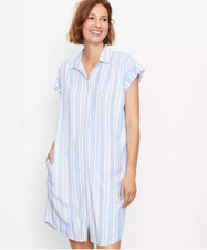 Striped Dolman Pocket Shirtdress LOFT Boho summer buttonfront dress coverup