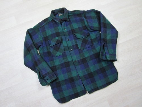 True Vintage 50s 60s Winter King Flannel (L/XL) Pocket 100% Wool Workwear Plaid - Picture 2 of 15
