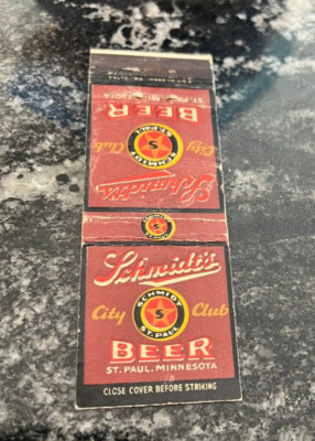 SCHMIDT'S CITY CLUB BEER MATCHBOOK COVER JACOB SCHMIDT BREWING CO ST. PAUL MN