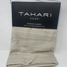 Tahari Home Beige Window Panels 38x84, Rod Pocket