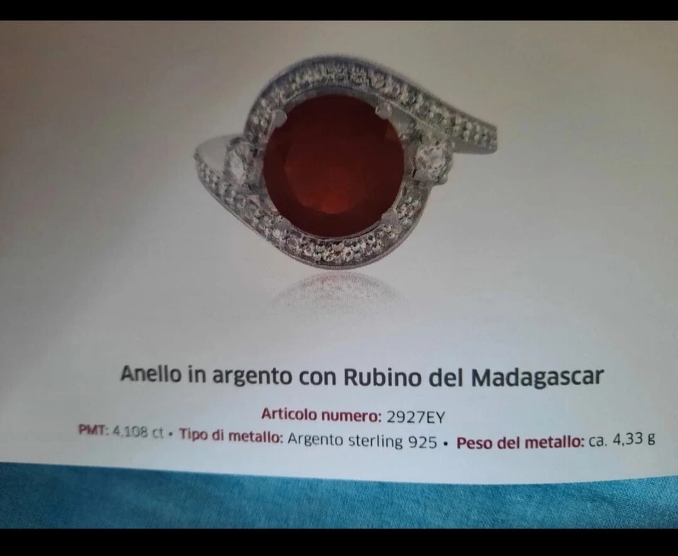 Anello in argento con rubino del Madagascar, SPEDIZIONE VELOCE E GRATUITA - Immagine 4 di 4
