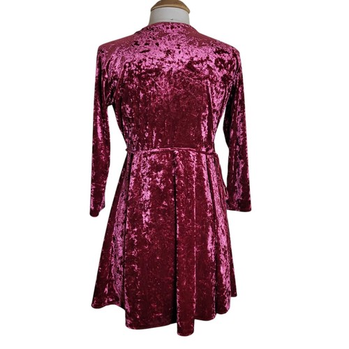 Mini Vestido Lulus Shine of Your Life Rojo Vino Terciopelo Triturado Talla M - Imagen 4 de 7