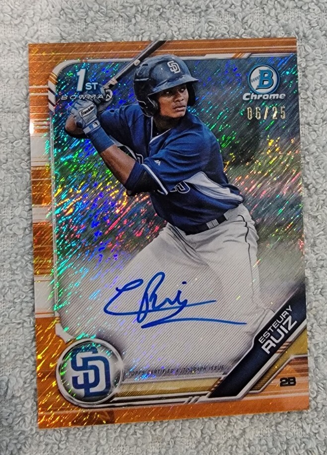 2019 Bowman Chrome Esteury Ruiz Auto Orange Refractor /25