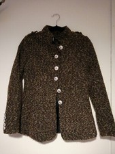 Izabel Green Gold Brown Tweed Boucle Smart Office Jacket Blazer 8