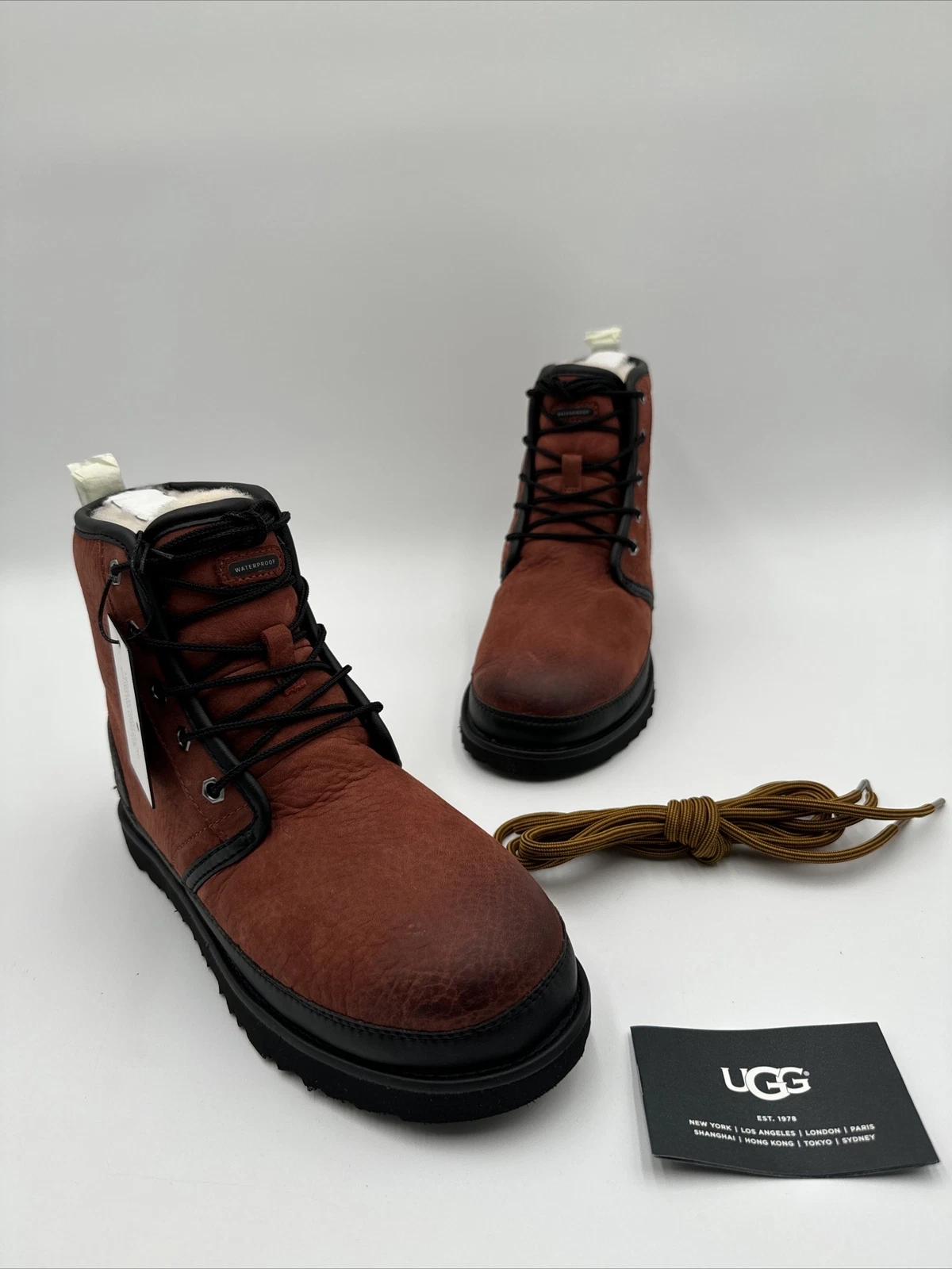 UGG HARKLEY WATERPROOF RED OXIDE LEATHER MEN'S HIKING BOOTS SIZE US 5/ UK 4
