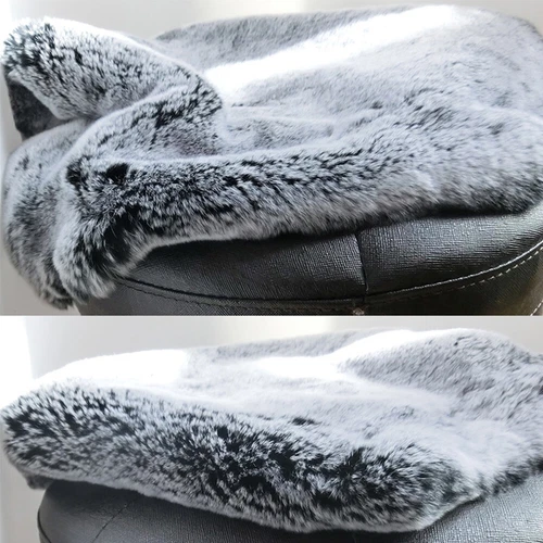 Genuine Rex Rabbit Skin Pelts Fur Hide Tanned Leather Craft Skin DIY Frost Black - Picture 8 of 8