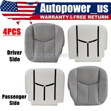 Driver & Passenger Bottom Seat Cover & Foam Pad Gray For 03-06 Chevy Silverado