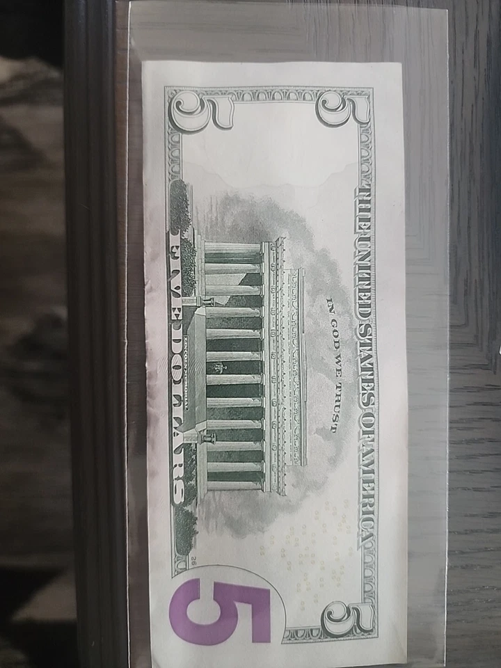 Rare 5 Dollar Bill ,QK66660955A - Image 2 of 4