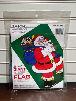 EMSON Waterproof Colorfast Giant Flag Polyester SANTA CLAUS 28 x 40 in NEW 