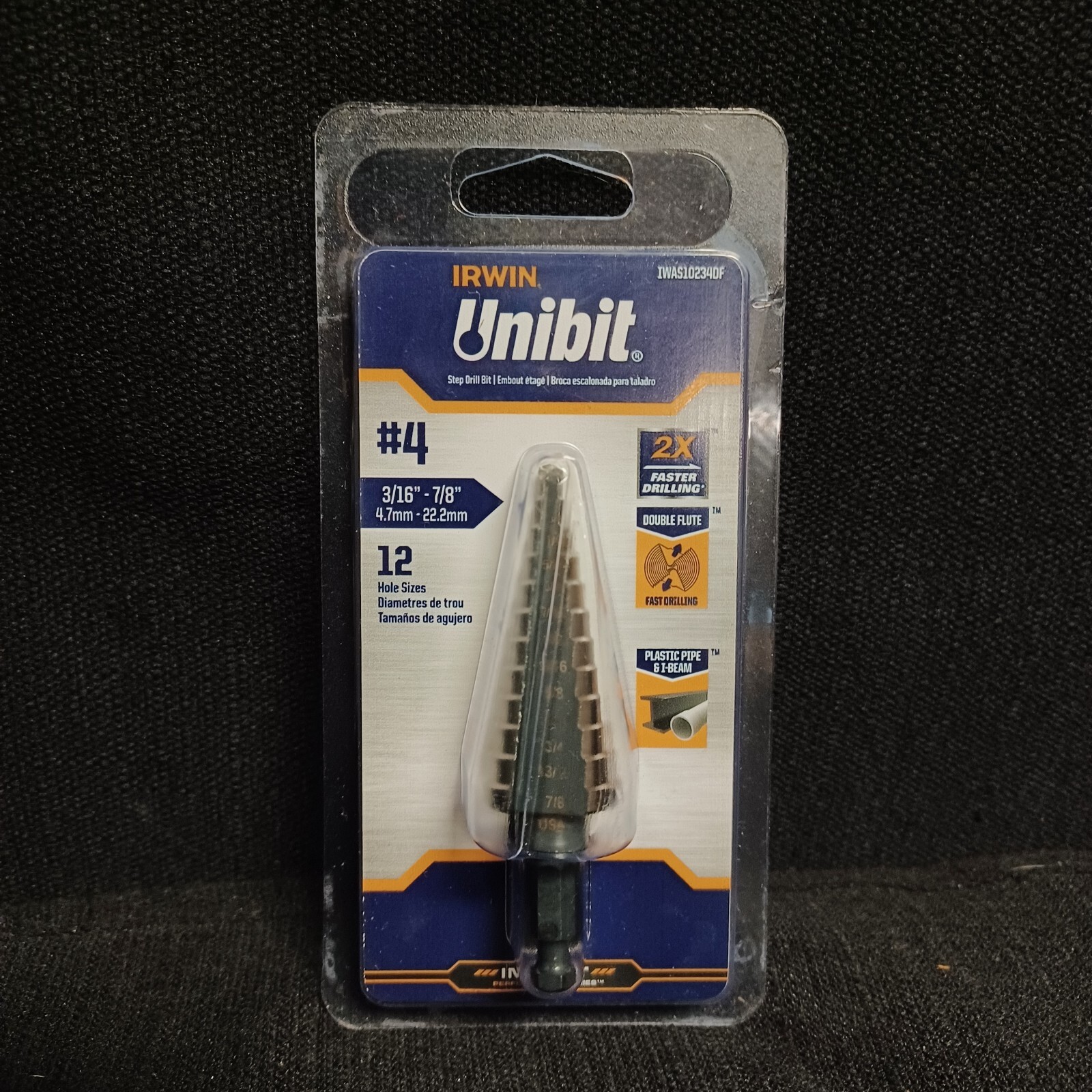 IRWIN Unibit #4 3/16-22.2mm 12 Hole Sizes Iwas10234df for sale 