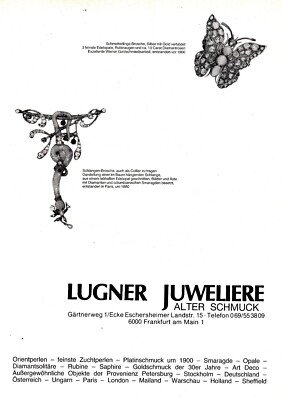 3w21244/ Alte Reklame aus 1991   LUGNER JUWELIERE - alter Schmuck