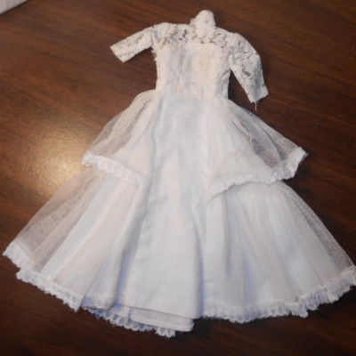 Vintage Barbie Clone Wendy Doll Wedding Dress Uneeda Lace Tulle AS IS