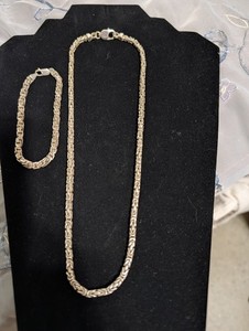 STERLING SILVER 925 Scrap or wear NECKLACE 20" AND BRACELET 8.5". 75.5 grams