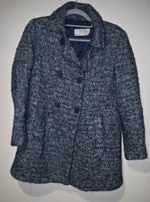 Zara Basic Women's Tweed/Herringbone Coat Double Breasted –Smart Casual Jacket M