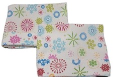 Set of 2 White Flannel Pillowcases W/ Multi-color Designs 19 X 30 Standard/...