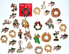 Vintage-Mod 30 ALL Christmas Brooch Lot Jewelry Pin for Repair Craft Design