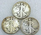 1939, 1941, 1942 Walking Liberty Silver Half Dollar lot of 3 coins #H270