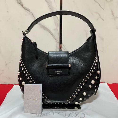 Jimmy Choo Small Hobo Bag Black Leather Used Authentic